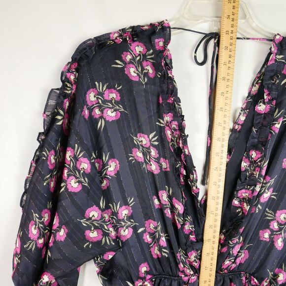 Vici Womens Size L Purple Floral Boho Summer Cocktail Mini Dress 3/4 Sleeve - Picture 11 of 12